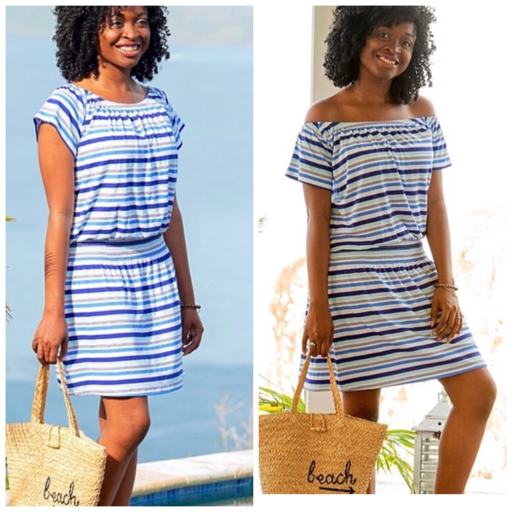 NWT HIHO Sugar Cane Off the Shoulder Stripe Dress